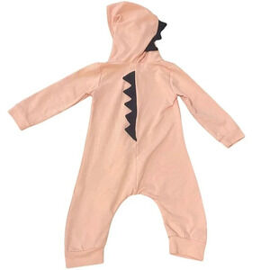 Pink Dinosaur Hooded Jumpsuit 12-18 Months, Unisex